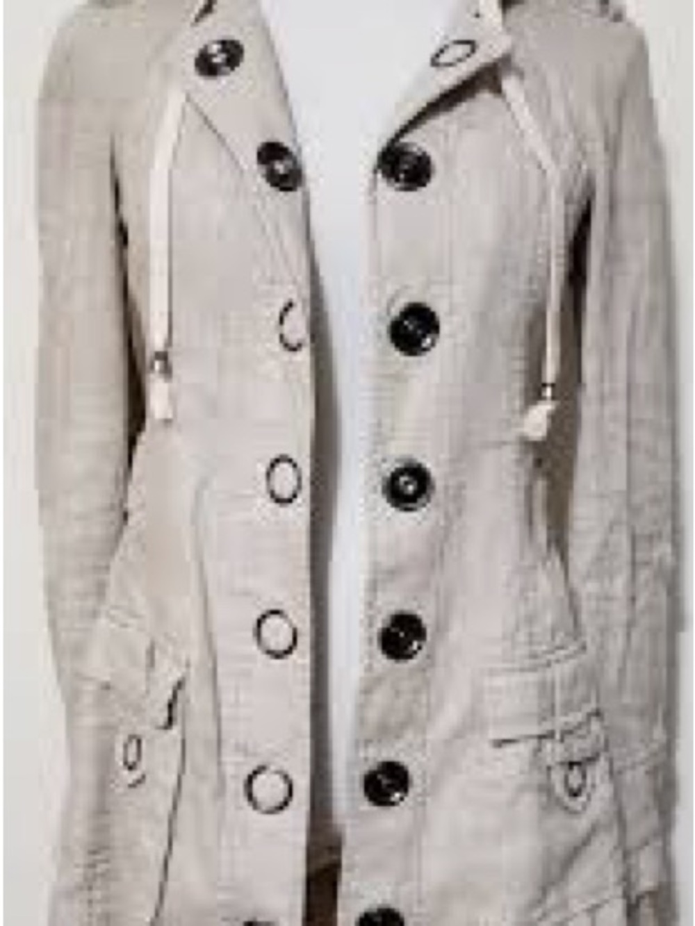 Free People Women's Light Beige Button-Front Hooded Jacket